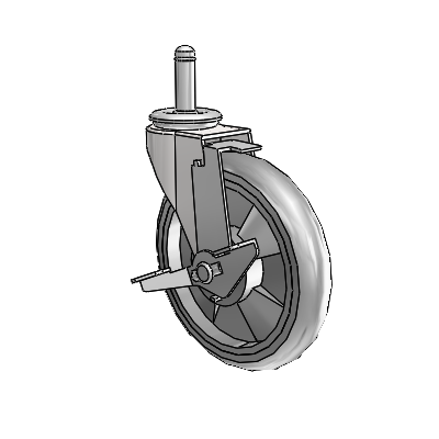 Regent Grip Ring Bright Chrome Swivel Caster with 5 x .9375 Grey MonoTech Wheel and Tread Lock Brake