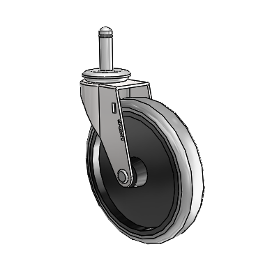 Regent Grip Ring Bright Chrome Swivel Caster with 5 x .9375 Grey Thermoplastic Rubber Wheel