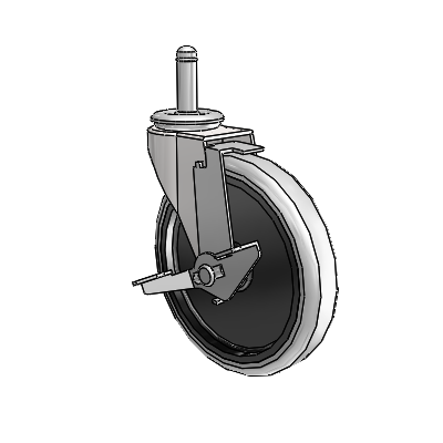 Regent Grip Ring Bright Chrome Swivel Caster with 5 x .9375 Grey Thermoplastic Urethane Wheel and Tread Lock Brake