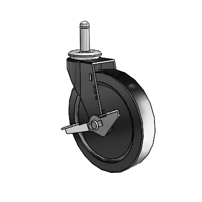Regent Grip Ring Black Oxide Swivel Caster with 5 x .9375 Black Polyolefin Wheel and Side Brake