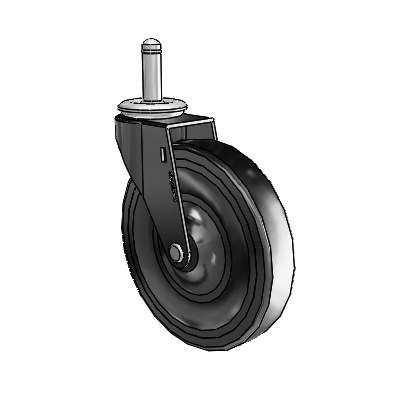 Roulette pivotante Regent Grip Ring à anneau de préhension, finition oxyde noir, équipée de 5 roues en caoutchouc souple noir de 0,9375
