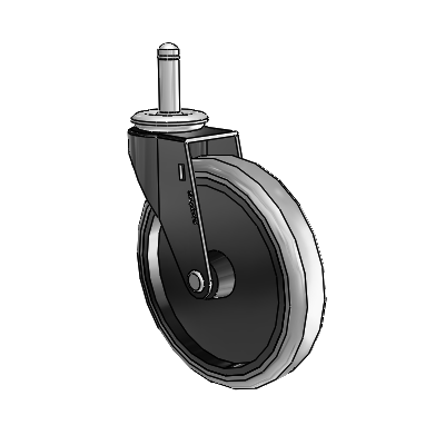 Regent Grip Ring Black Oxide Swivel Caster with 5 x .9375 Grey Thermoplastic Rubber Wheel
