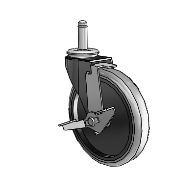 Roulette pivotante Regent Grip Ring à anneau de préhension, finition oxydée noire, équipée de 5 roues en caoutchouc thermoplastique gris de 0,9375 et d'un frein à blocage de la bande de roulement