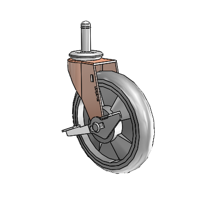 Roulette pivotante Regent Grip Ring à anneau en oxyde de cuivre, équipée de 5 roues MonoTech grises de 0,9375 et d'un frein latéral