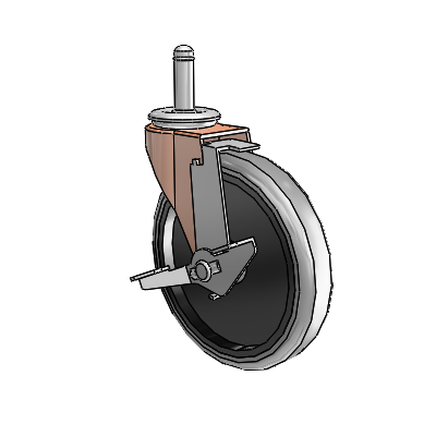 Regent Grip Ring Copper Oxide Swivel Caster with 5 x .9375 Grey Thermoplastic Rubber Wheel and Tread Lock Brake