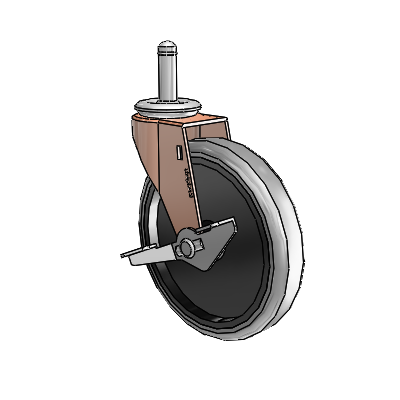 Roulette pivotante Regent Grip Ring à anneau en oxyde de cuivre, équipée de 5 roues en caoutchouc thermoplastique gris de 0,9375 et d'un frein latéral