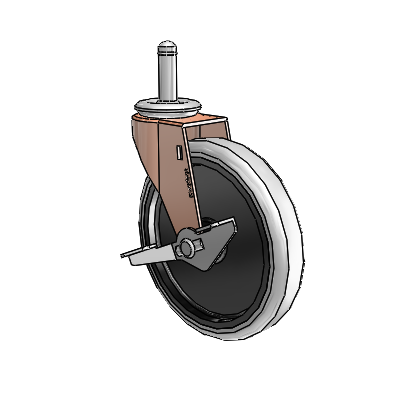 Regent Grip Ring Copper Oxide Swivel Caster with 5 x .9375 Grey Thermoplastic Urethane Wheel and Side Brake