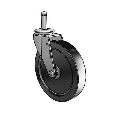 Regent Grip Ring Polished Nickel Swivel Caster with 5 x .9375 Black Polyolefin Wheel