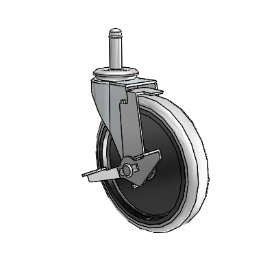 Roulette pivotante Regent Grip Ring en zinc, équipée de 5 roues en uréthane thermoplastique gris de 0,9375 et d'un frein à blocage de la bande de roulement