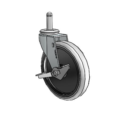 Regent Grip Ring Zinc Swivel Caster with 5 x .9375 Grey Thermoplastic Urethane Wheel and Side Brake