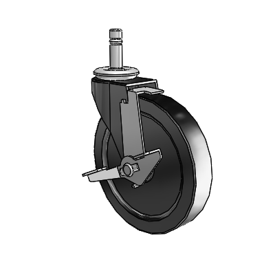 Regent Grip Ring Black Oxide Swivel Caster with 5 x .9375 Black Polyolefin Wheel and Tread Lock Brake