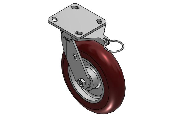 170 Series Top Plate Swivel Caster with 8 x 2 Maroon Tread on Aluminum Core AX - Round Polyurethane (Aluminum Core) Wheel