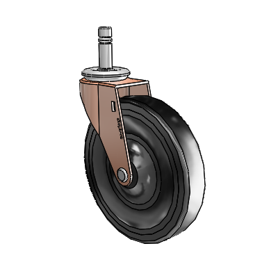 Roulette pivotante Regent Grip Ring en oxyde de cuivre, équipée de 5 roues en caoutchouc souple noir de 0,9375