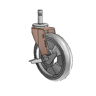Roulette pivotante Regent Grip Ring à anneau en oxyde de cuivre, équipée de 5 roues MonoTech grises de 0,9375 et d'un frein latéral