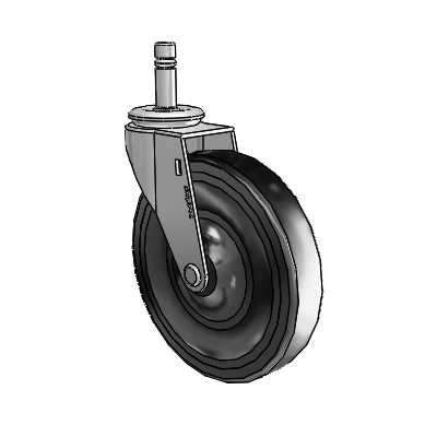 Regent Grip Ring Polished Nickel Swivel Caster with 5 x .9375 Black Soft Rubber Wheel