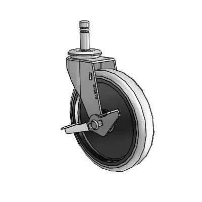 Regent Grip Ring Polished Nickel Swivel Caster with 5 x .9375 Grey Thermoplastic Urethane Wheel and Side Brake