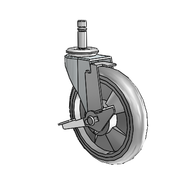 Regent Grip Ring Zinc Swivel Caster with 5 x .9375 Grey MonoTech Wheel and Tread Lock Brake