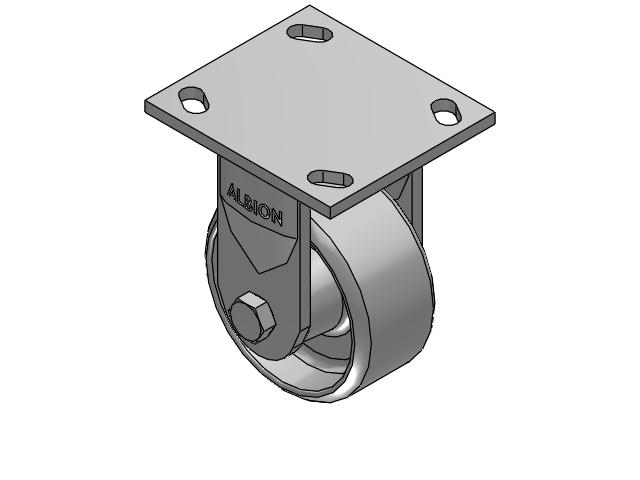 170 Series Top Plate Rigid Caster with 4 x 2 Grey Enamel CA - Cast Iron Wheel