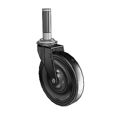 Regent Expanding Adapter Black Oxide Swivel Caster with 5 x .9375 Black Soft Rubber Wheel