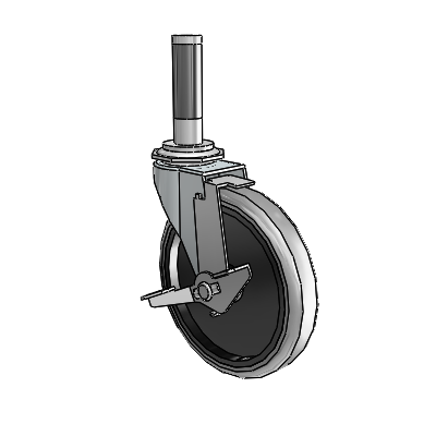 Regent Expanding Adapter Zinc Swivel Caster with 5 x .9375 Grey Thermoplastic Rubber Wheel and Tread Lock Brake