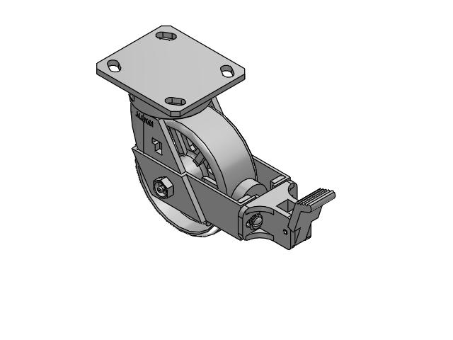 170 Series Top Plate Swivel Caster with 5 x 2 Grey Enamel CA - Cast Iron Wheel and Face Brake