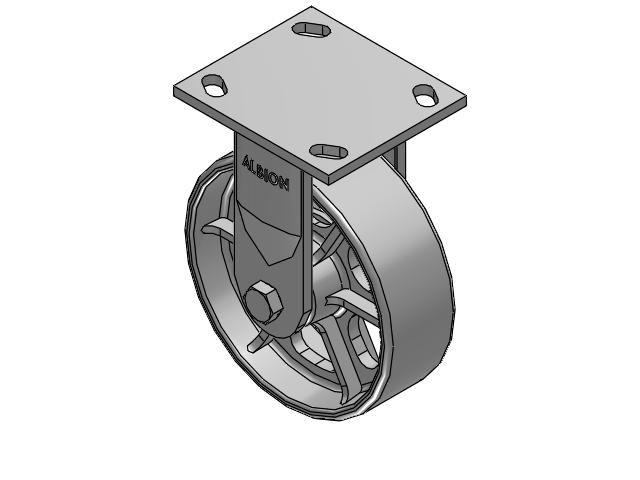 170 Series Top Plate Rigid Caster with 6 x 2 Grey Enamel CA - Cast Iron Wheel