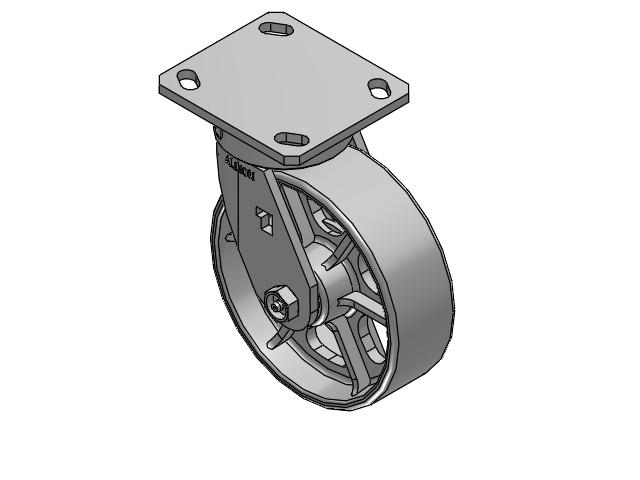 170 Series Top Plate Swivel Caster with 6 x 2 Grey Enamel CA - Cast Iron Wheel