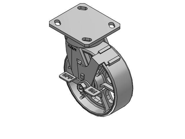 170 Series Top Plate Swivel Caster with 6 x 2 Grey Enamel CA - Cast Iron Wheel and Face Brake