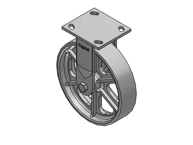 170 Series Top Plate Rigid Caster with 8 x 2 Grey Enamel CA - Cast Iron Wheel