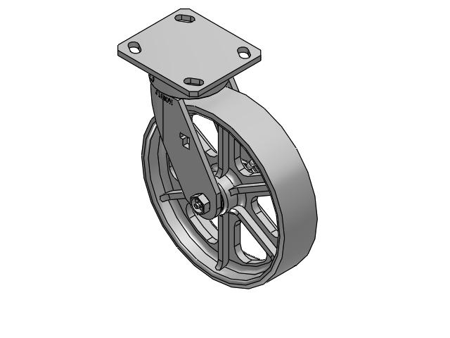 170 Series Top Plate Swivel Caster with 8 x 2 Grey Enamel CA - Cast Iron Wheel