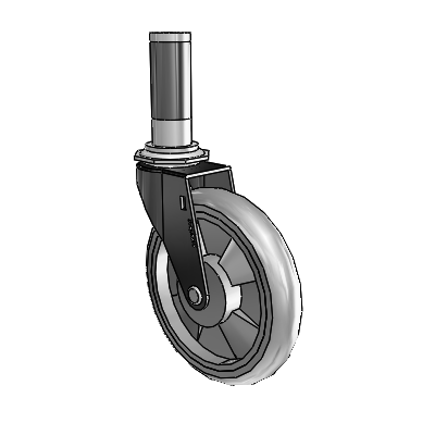 Regent Expanding Adapter Black Oxide Swivel Caster with 5 x .9375 Grey MonoTech Wheel