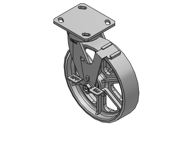 170 Series Top Plate Swivel Caster with 8 x 2 Grey Enamel CA - Cast Iron Wheel and Face Brake