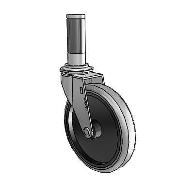 Regent Expanding Adapter Polished Nickel Swivel Caster with 5 x .9375 Grey Thermoplastic Rubber Wheel