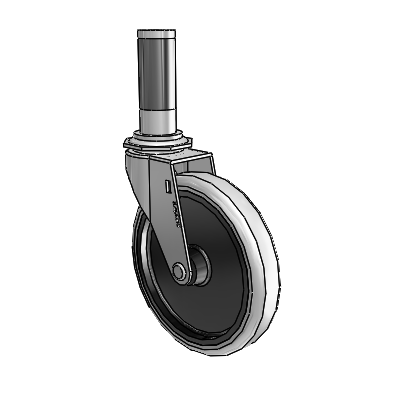 Regent Expanding Adapter Polished Nickel Swivel Caster with 5 x .9375 Grey Thermoplastic Urethane Wheel