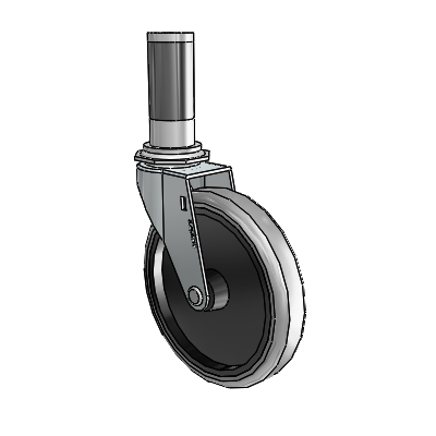 Regent Expanding Adapter Zinc Swivel Caster with 5 x .9375 Grey Thermoplastic Rubber Wheel