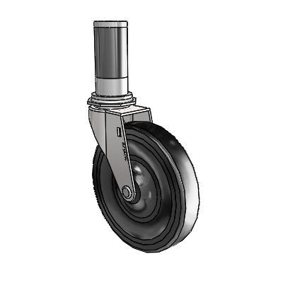 Regent Expanding Adapter Bright Chrome Swivel Caster with 5 x .9375 Black Hard Rubber Wheel