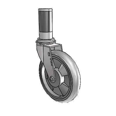 Regent Expanding Adapter Bright Chrome Swivel Caster with 5 x .9375 Grey MonoTech Wheel