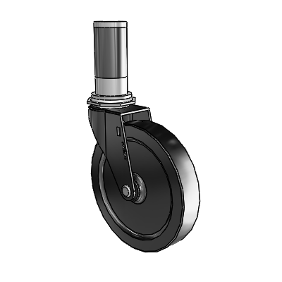 Regent Expanding Adapter Black Oxide Swivel Caster with 5 x .9375 Black Polyolefin Wheel