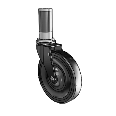 Regent Expanding Adapter Black Oxide Swivel Caster with 5 x .9375 Black Hard Rubber Wheel