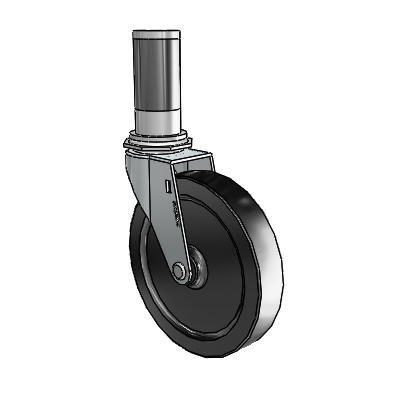 Regent Expanding Adapter Zinc Swivel Caster with 5 x .9375 Black Polyolefin Wheel