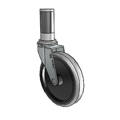 Regent Expanding Adapter Zinc Swivel Caster with 5 x .9375 Grey Thermoplastic Rubber Wheel
