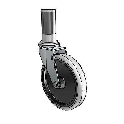 Regent Expanding Adapter Zinc Swivel Caster with 5 x .9375 Grey Thermoplastic Urethane Wheel
