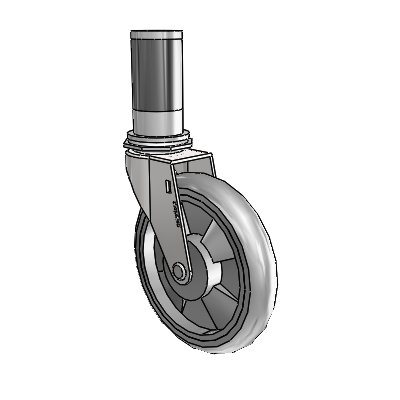 Regent Expanding Adapter Bright Chrome Swivel Caster with 5 x .9375 Grey MonoTech Wheel