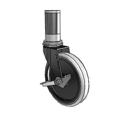 Regent Expanding Adapter Black Oxide Swivel Caster with 5 x .9375 Grey Thermoplastic Urethane Wheel and Side Brake