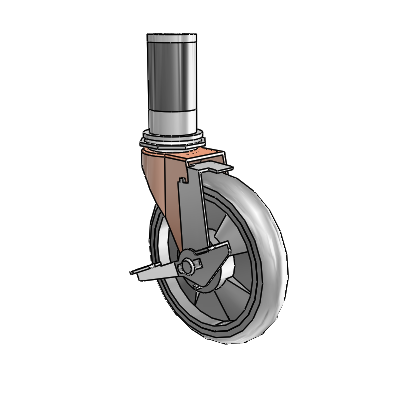 Regent Expanding Adapter Copper Oxide Swivel Caster with 5 x .9375 Grey MonoTech Wheel and Tread Lock Brake