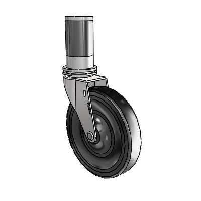 Regent Expanding Adapter Bright Chrome Swivel Caster with 5 x .9375 Black Soft Rubber Wheel