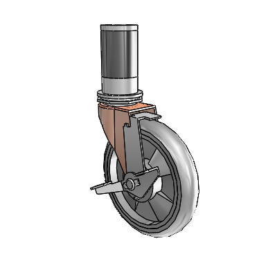 Regent Expanding Adapter Copper Oxide Swivel Caster with 5 x .9375 Grey MonoTech Wheel and Tread Lock Brake