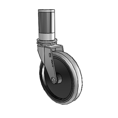 Regent Expanding Adapter Polished Nickel Swivel Caster with 5 x .9375 Grey Thermoplastic Rubber Wheel