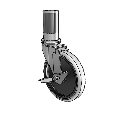 Regent Expanding Adapter Polished Nickel Swivel Caster with 5 x .9375 Grey Thermoplastic Urethane Wheel and Tread Lock Brake