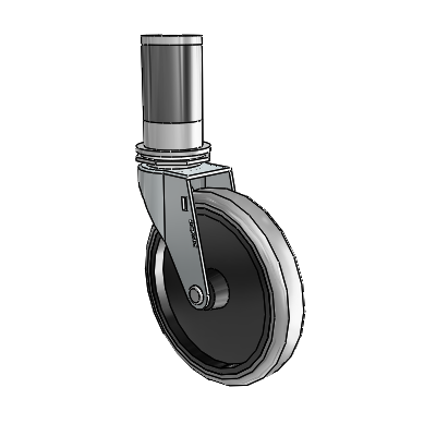 Regent Expanding Adapter Zinc Swivel Caster with 5 x .9375 Grey Thermoplastic Rubber Wheel